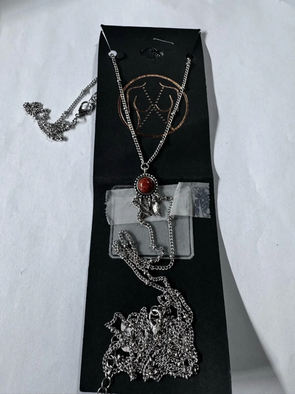 Shyanne Silver-Tone Body Chain with Red Stone Center - Picture 4 of 4